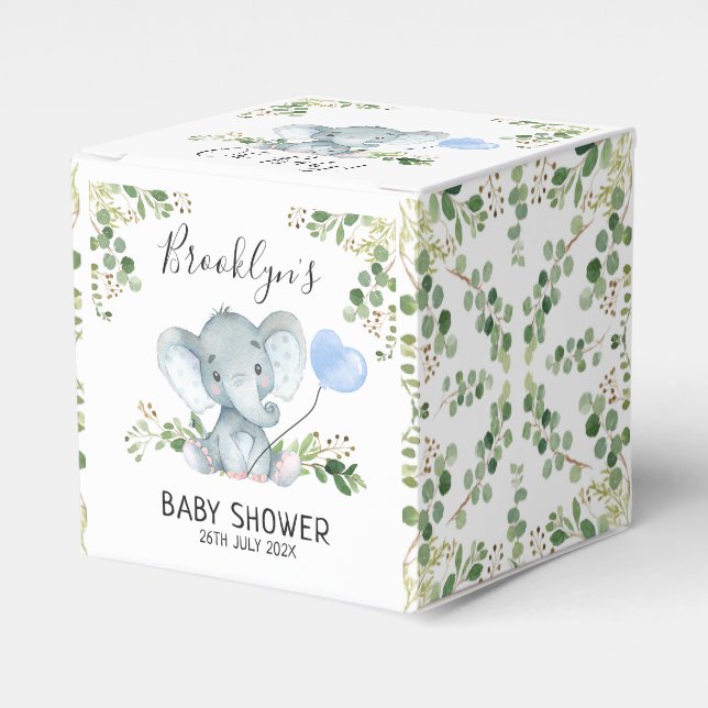 Green Elephant Balloon Baby Shower Fevor Box Geschenkschachtel (Vorderseite)