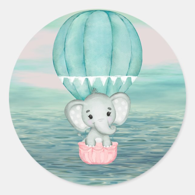 Green Elephant Hot Air Ballon Aufkleber (Vorderseite)