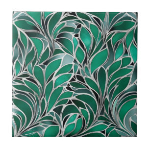 Green Emeral Silver Muster Fliese