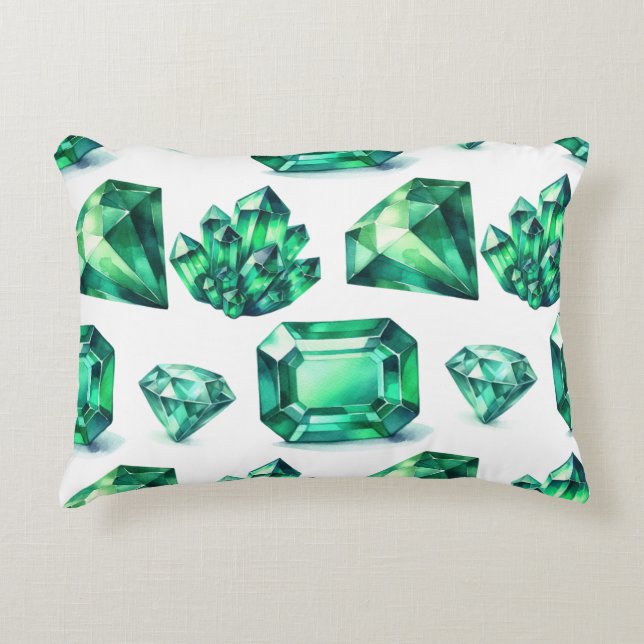 Green Emerald Crystal Gemstone Diamond Gem Dekor Dekokissen (Vorderseite)