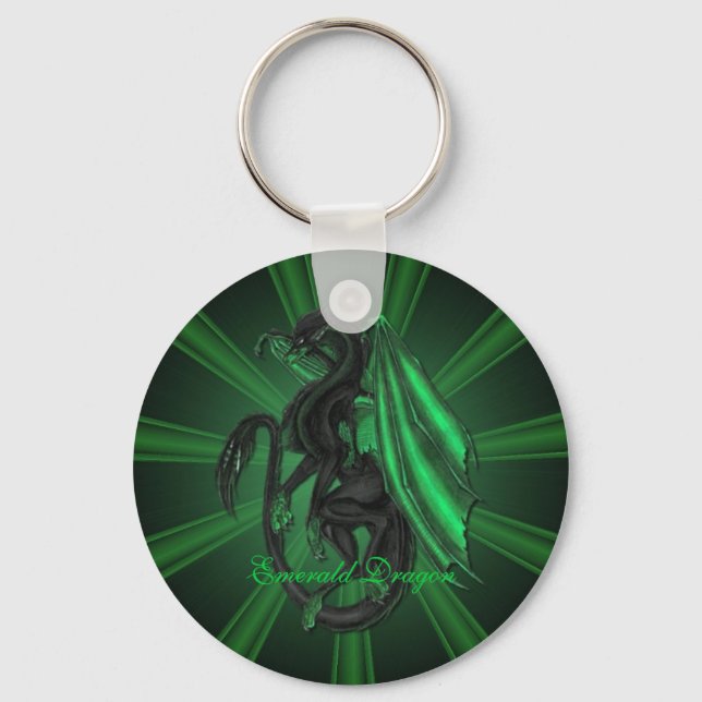 Green Emerald Dragon Key Chain Schlüsselanhänger (Vorderseite)