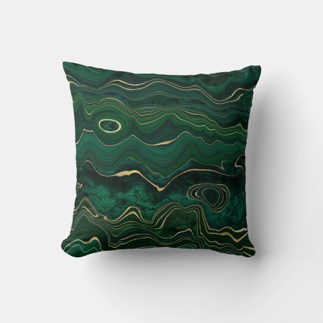 Green Emerald Gold Agate Stone Look Kissen (Vorderseite)