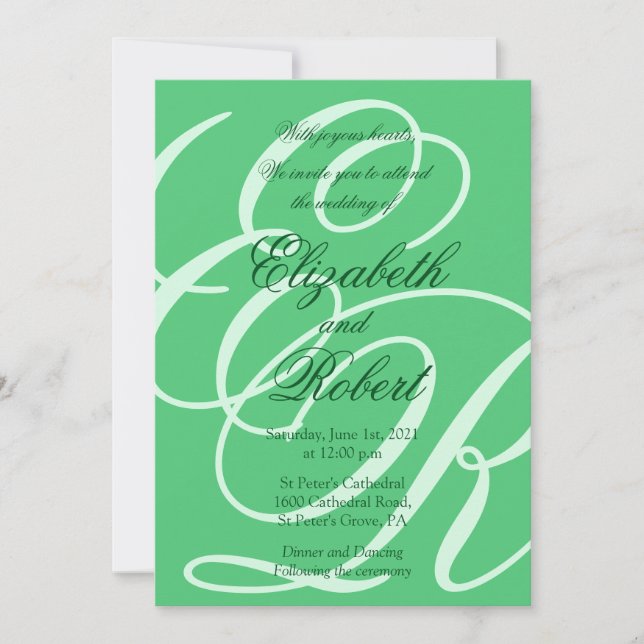 Green Emerald Wedding Einladung (Vorderseite)