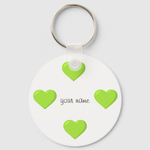 Green Emoji hört und '' Ihr Name hier " Schlüsselanhänger
