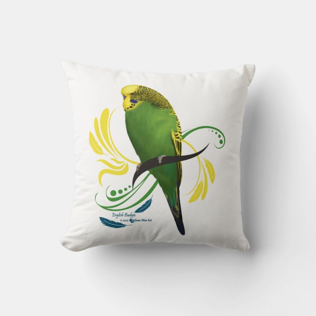 Green English Budgie Kissen (Vorderseite)