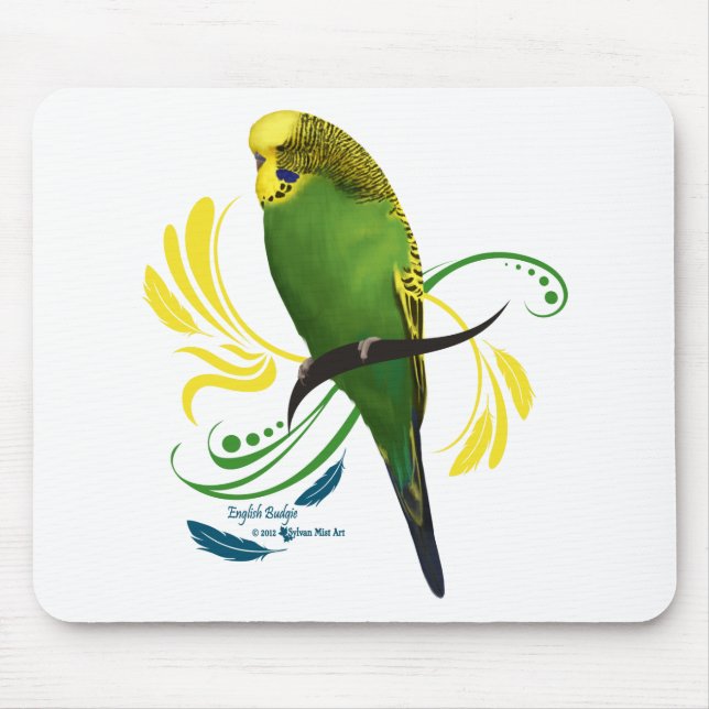 Green English Budgie Mousepad (Vorne)
