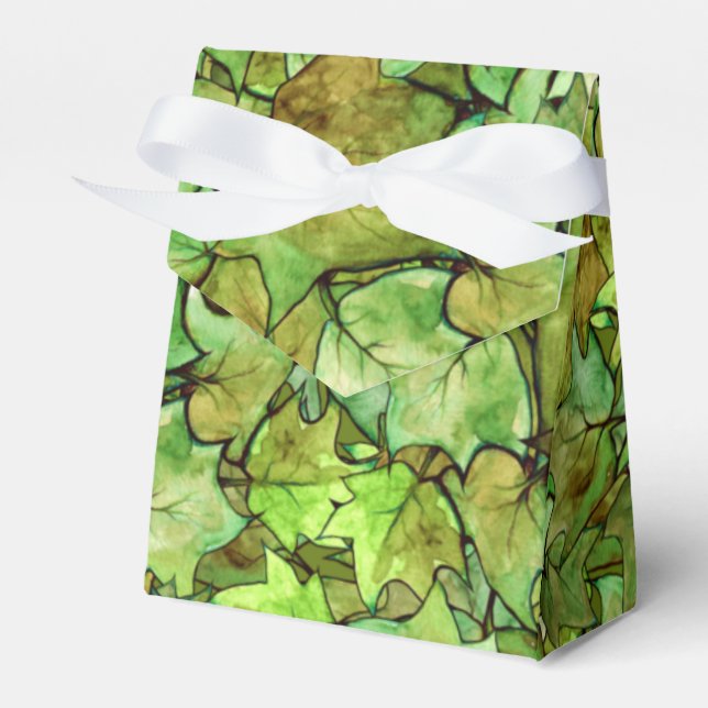 Green English Ivy Nature Watercolor Muster Geschenkschachtel (Vorderseite)