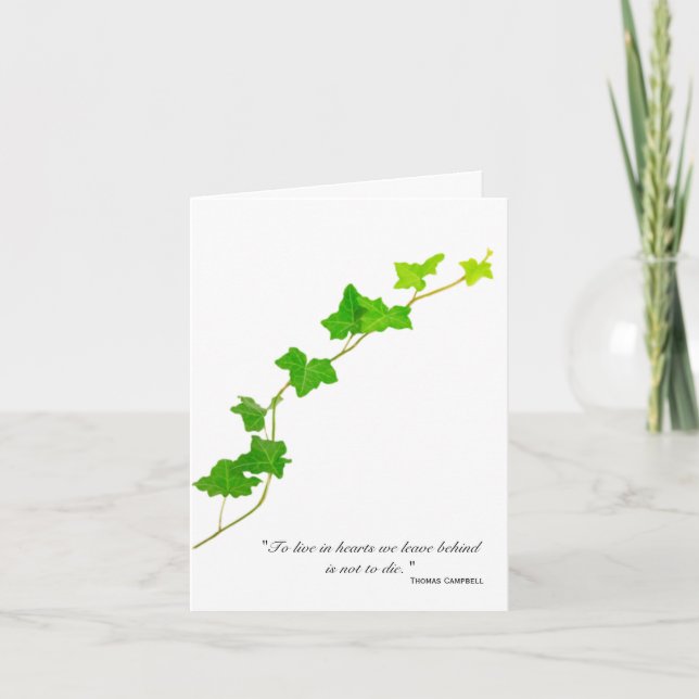 Green English Ivy Vine Beileid Vielen Dank Dankeskarte (Vorderseite)