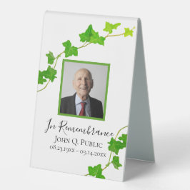Green English Ivy Vine Celebration of Life Funeral Tischaufsteller