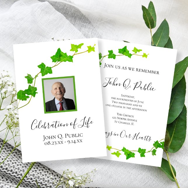 Green English Ivy Vine Foliage Celebration of Life Einladung (Von Creator hochgeladen)