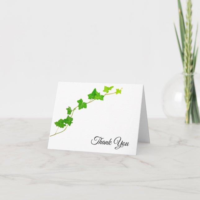 Green English Ivy Vine Vielen Dank Dankeskarte (Vorderseite)