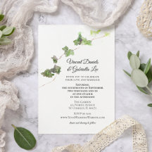 Green English Ivy Vine Watercolor Wedding