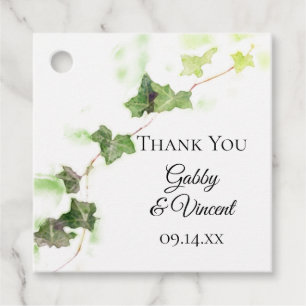 Green English Ivy Vine Watercolor Wedding Geschenkanhänger