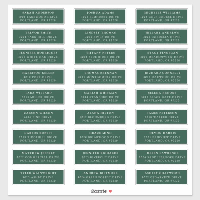 Green | Étiquettes de adresse individuels (Feuille)