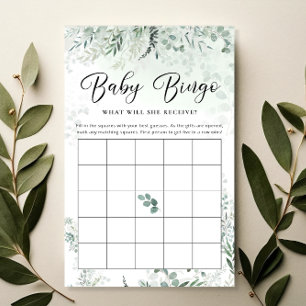 Green Eucalyptus Baby Bingo Carte de jeu