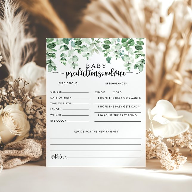 Green Eucalyptus Baby Predictions et cartes de con (Créateur téléchargé)