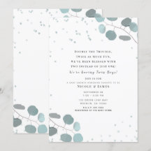 Green Eucalyptus Blätter Baby Shower Twins