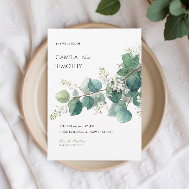 Green Eucalyptus Botanical Boho Watercolor Wedding Einladung (Von Creator hochgeladen)