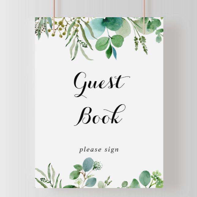 Green Eucalyptus Botanical Foliage Guest Book Sign Poster (Von Creator hochgeladen)