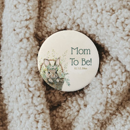 Green Eucalyptus Bunny Rabbit Baby Dusche Button