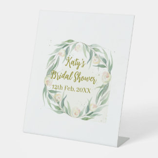 Green eucalyptus floral bridal shower name date go sockelschild