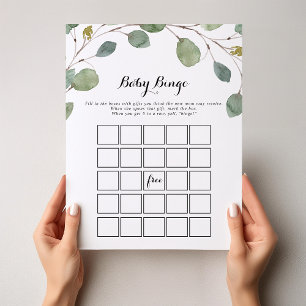 Green Eucalyptus Foliage Baby Bingo Duschspiel