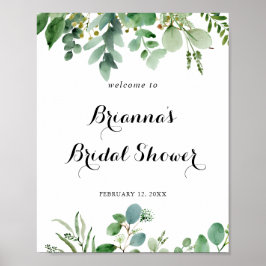 Green Eucalyptus Foliage Brautparty Willkommen Poster