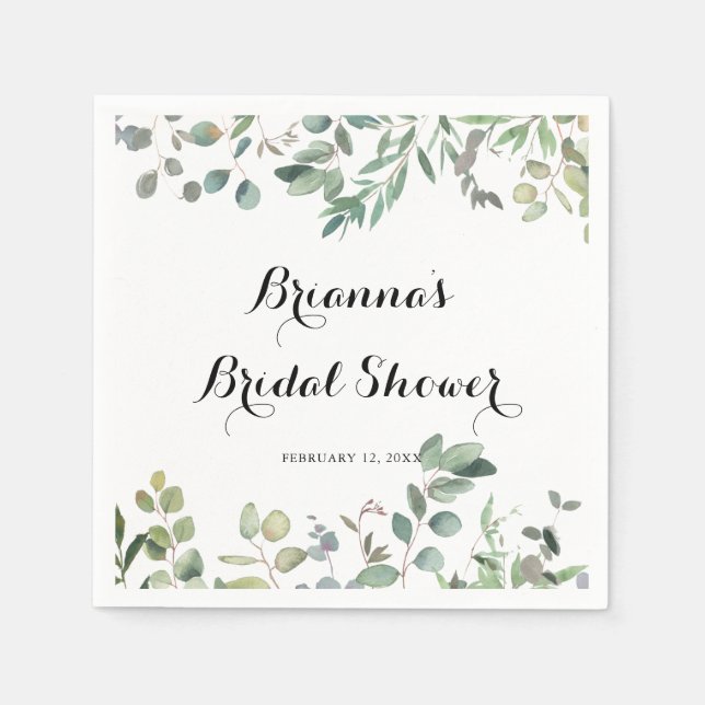 Green Eucalyptus Foliage Delight Brautparty Serviette (Vorderseite)