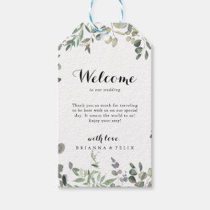 Green Eucalyptus Foliage Delight Wedding Willkomme Geschenkanhänger