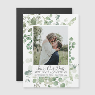 Green Eucalyptus Photo Magnet Réservez la date