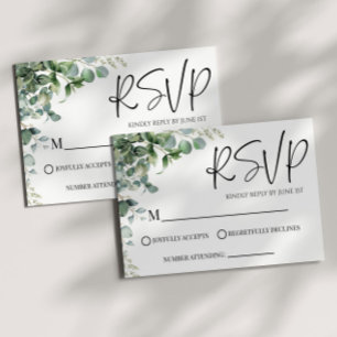 Green Eucalyptus Plante mariage carte RSVP