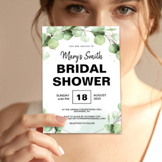 Green Eucalyptus Rustic Boho Elegant Bridal Shower Einladung