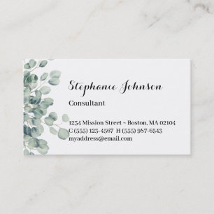 Green Eucalyptus Simple Personal Calling Card Telefonnummerkarte
