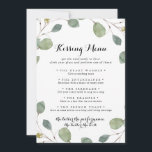 Green Eucalyptus Wedding Kissing Menu Game Card<br><div class="desc">Diese grüne eucalyptus Hochzeitsküssen Spielkarte ist perfekt für einen einfachen Hochzeitsempfang. Das Design umfasst handgezeichnet botanisch grüne Eukalyptuszweige und Blätter mit geometrischen Rahmen.</div>