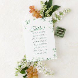 Green Eucalyptus Wedding Seating Chart Card Tischnummer