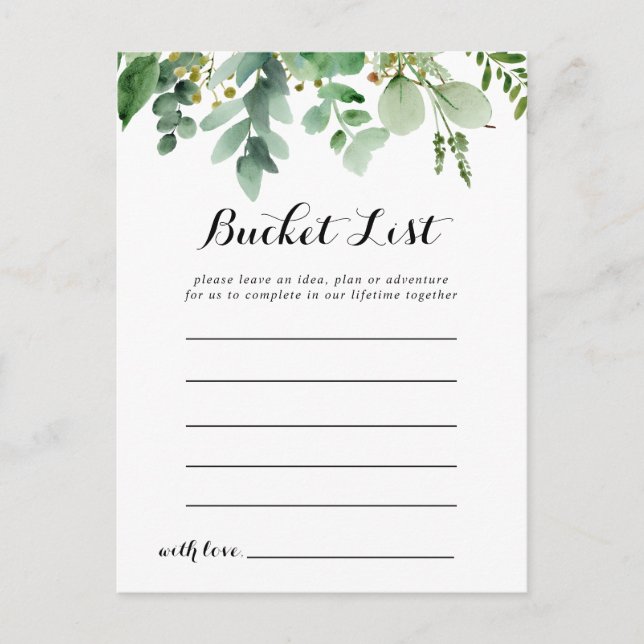 Green Eukalyptus Foliage Bucket List Cards Postkarte (Vorderseite)