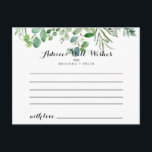 Green Eukalyptus Foliage Wedding Advice Card Postkarte<br><div class="desc">Diese grüne eukalyptus foliage Hochzeitsratenkarte ist perfekt für eine tropische Hochzeit. Das Design verfügt über handgemalte, kunstvolle eukalyptus-grüne Blätter, die zu feinen Bouquets zusammengesetzt sind, um Ihre Veranstaltung zu verzieren. Diese Karten sind ideal für Hochzeiten, Brautparty, Babydusche, Graduiertenfest u.v.m. Personalisieren Sie die Karten mit den Namen der Braut und Bräutigam,...</div>