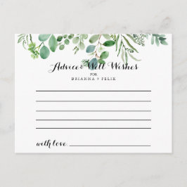 Green Eukalyptus Foliage Wedding Advice Card Postkarte
