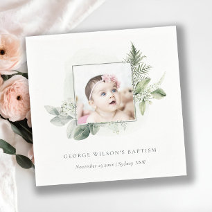Green Eukalyptus Foto Foliage Cross Baptisse Serviette