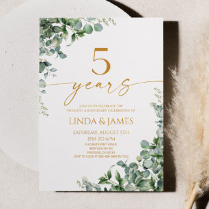 Green Eukalyptus Gold 5. Hochzeitstag Einladung