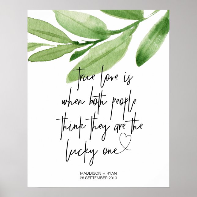 Green Eukalyptus Outdoor Wedding True Love Willkom Poster (Vorne)