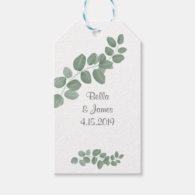 Green Eukalyptus Wedding Danke Tags Geschenkanhänger (Vorderseite)