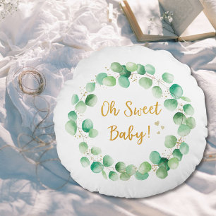 Green Eukalyptus Woodquote Baby Kinderzimmer Rundes Kissen