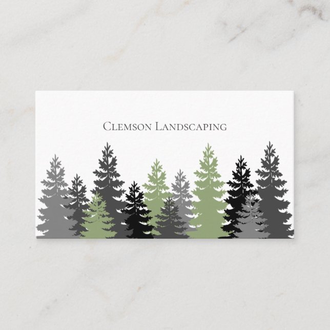 Green Evergreen Trees Elegante Beruflich Visitenkarte (Vorderseite)