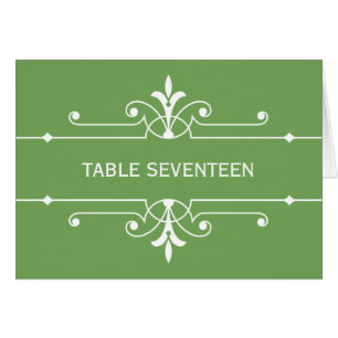 Green Extravagant Ornamental Tischnummer Card