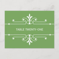 Green Extravagant Ornamental Tischnummer Postkarte