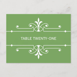 Green Extravagant Ornamental Tischnummer Postkarte