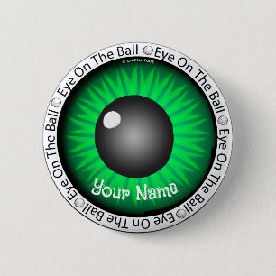 Green Eye on Ball Golfer Button