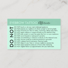 Green Eyebrow Tattoo vermeidet Ratschläge nach der Visitenkarte