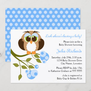Green Eyes Baby Owl Baby Dusche Einladung